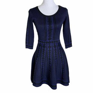 Nina Leonard NWT Women's Blue/Black Geometric Fit N'Flare Dress, Size 1X
